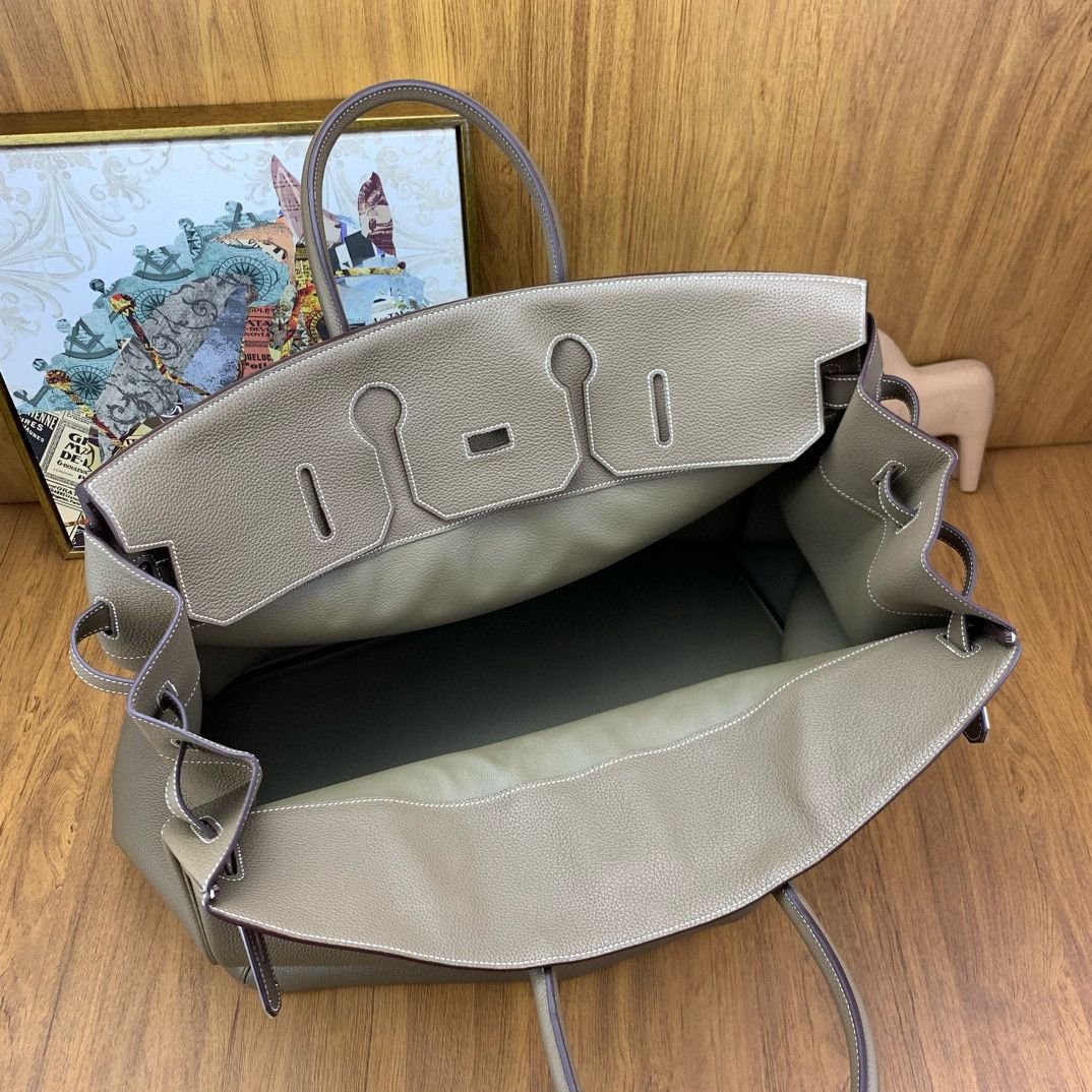 Hermes Birkin HAC 50 Handmade Bag in Taupe Clemence Leather - Image 8