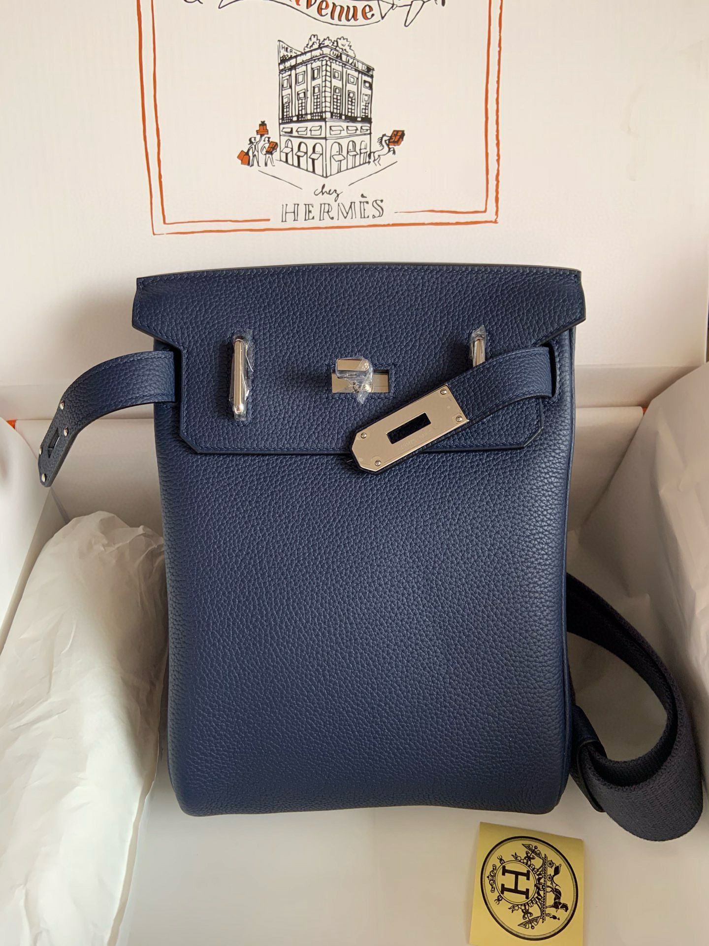 Hermes Hac a Dos PM Backpack in Blue Saphir Clemence Leather - Image 7