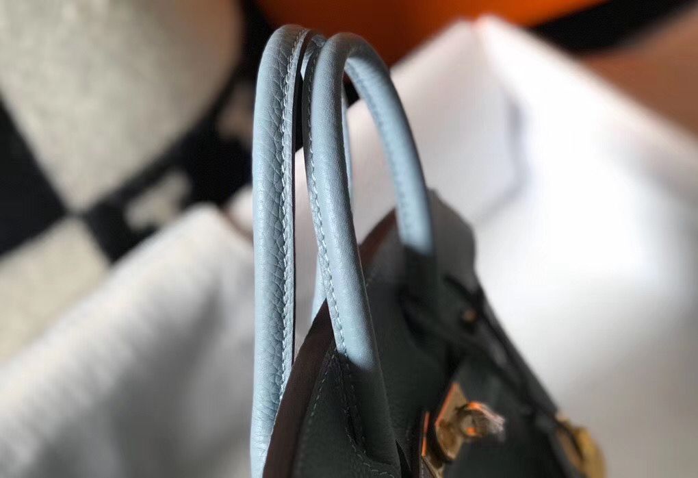 Hermes Birkin 25cm Bag In Blue Lin Clemence Leather GHW - Image 4