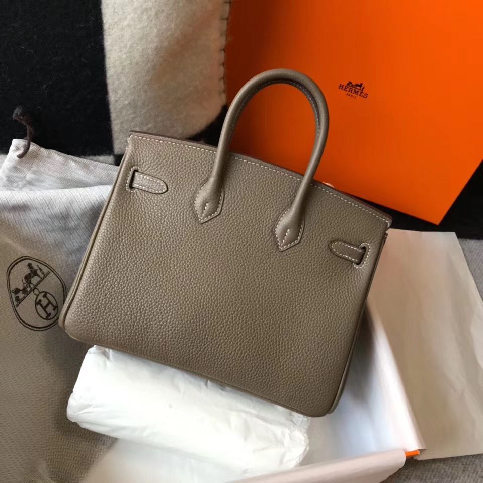 Hermes Birkin 25cm Bag In Taupe Clemence Leather GHW - Image 3