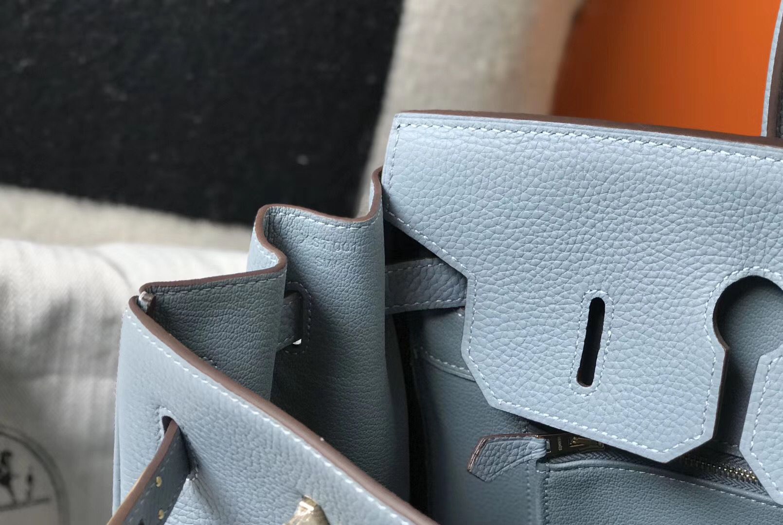 Hermes Birkin 30cm Bag In Blue Lin Clemence Leather GHW - Image 8