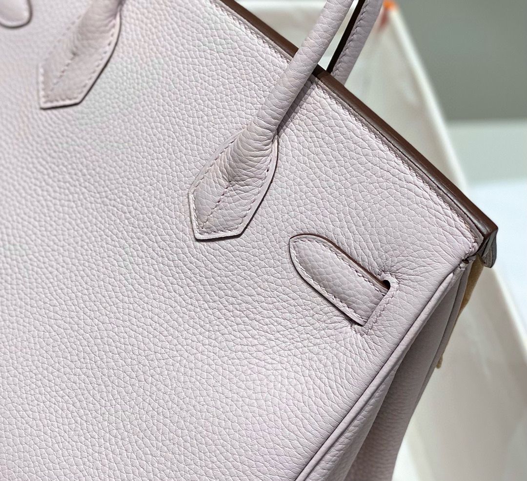 Hermes Birkin 30cm Bag In Mauve Pale Clemence Leather PHW - Image 9