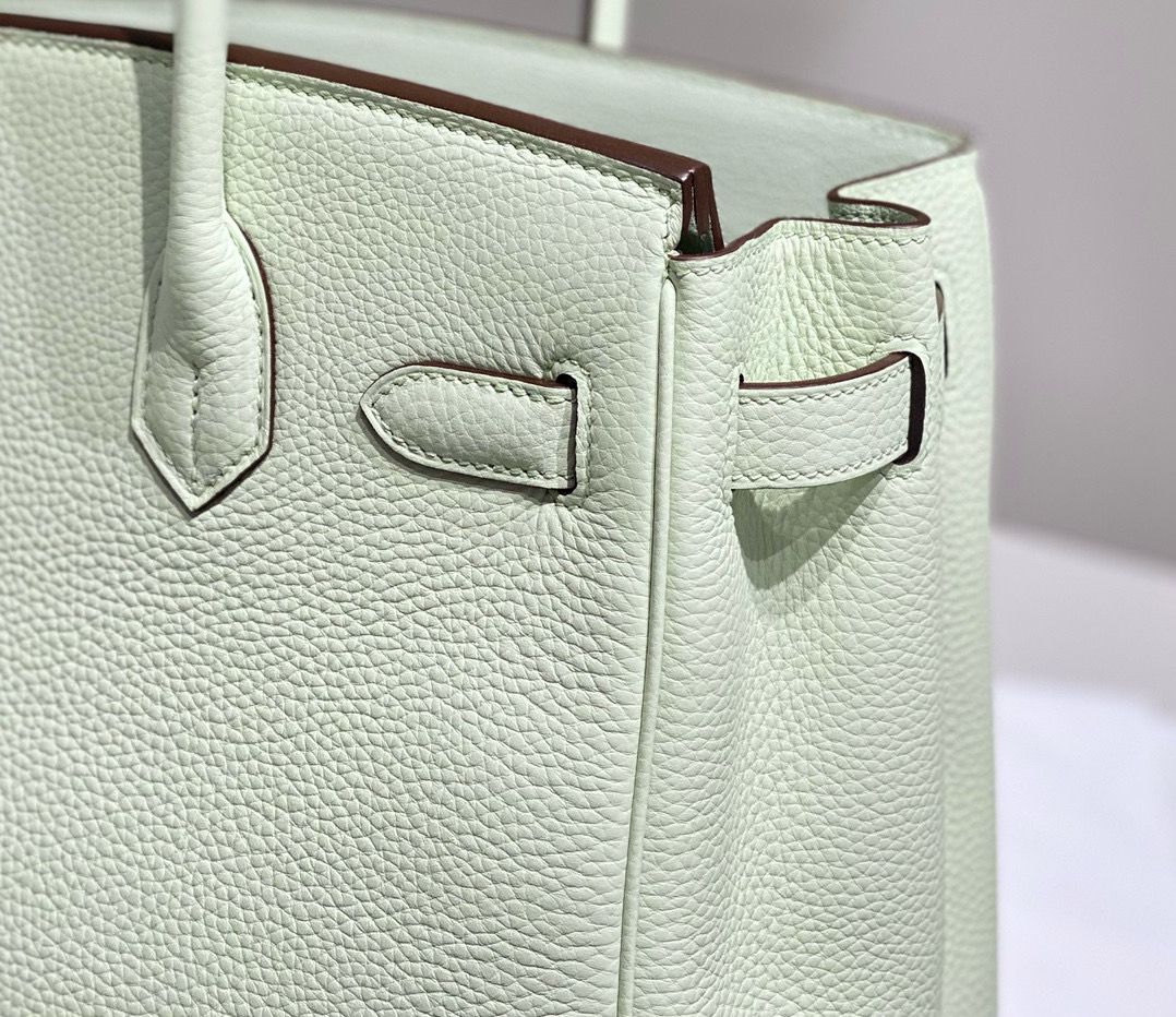 Hermes Birkin 30cm Bag In Vert Fizz Clemence Leather PHW - Image 9