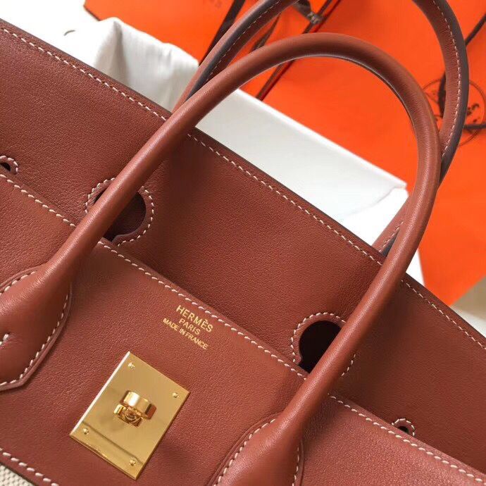 Hermes Birkin 35cm Canvas Bag With Barenia Leather GHW - Image 6