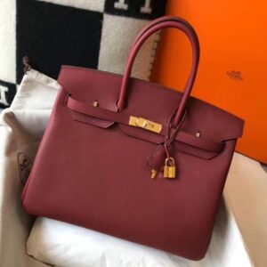 Hermes Birkin 35cm Bag In Bordeaux Clemence Leather GHW