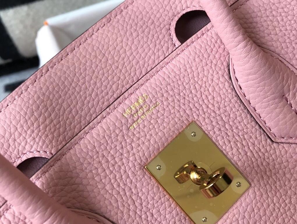 Hermes Birkin 35cm Bag In Pink Clemence Leather GHW - Image 8