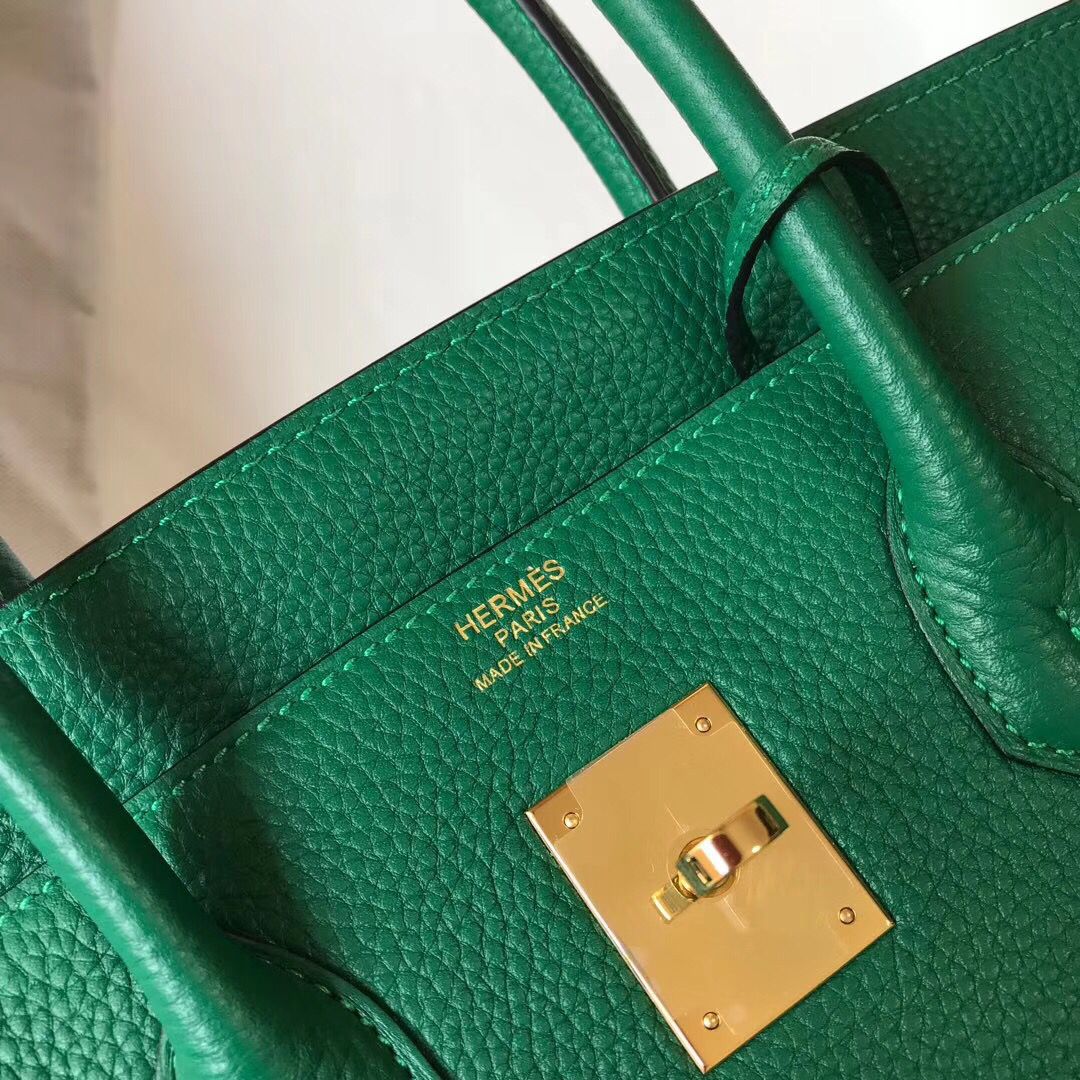 Hermes Birkin 35cm Bag In Vert Vertigo Clemence Leather GHW - Image 7