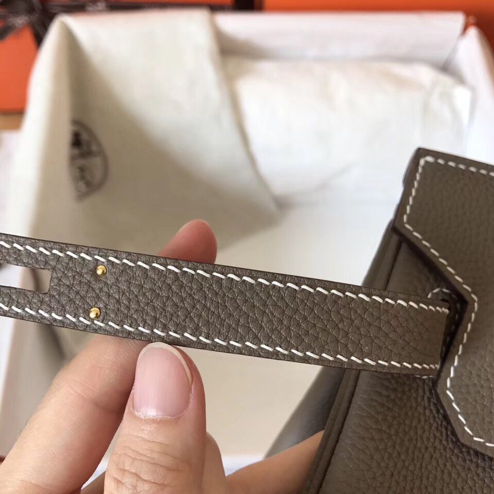 Hermes Birkin 30 Handmade Bag In Etain Clemence Leather - Image 9