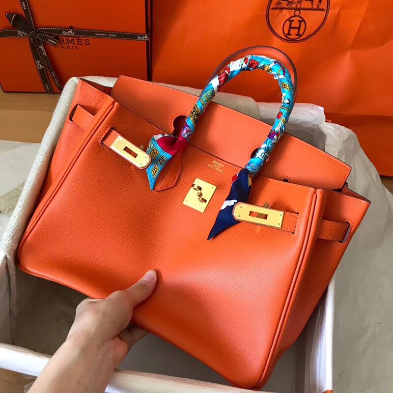 Hermes Birkin 30 Handmade Bag In Orange Epsom Leather - Image 6