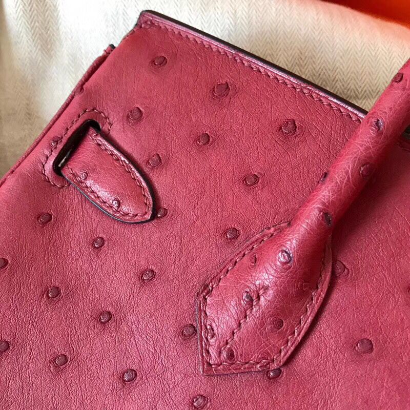 Hermes Birkin 30 Handmade Bag In Ruby Ostrich Skin - Image 3