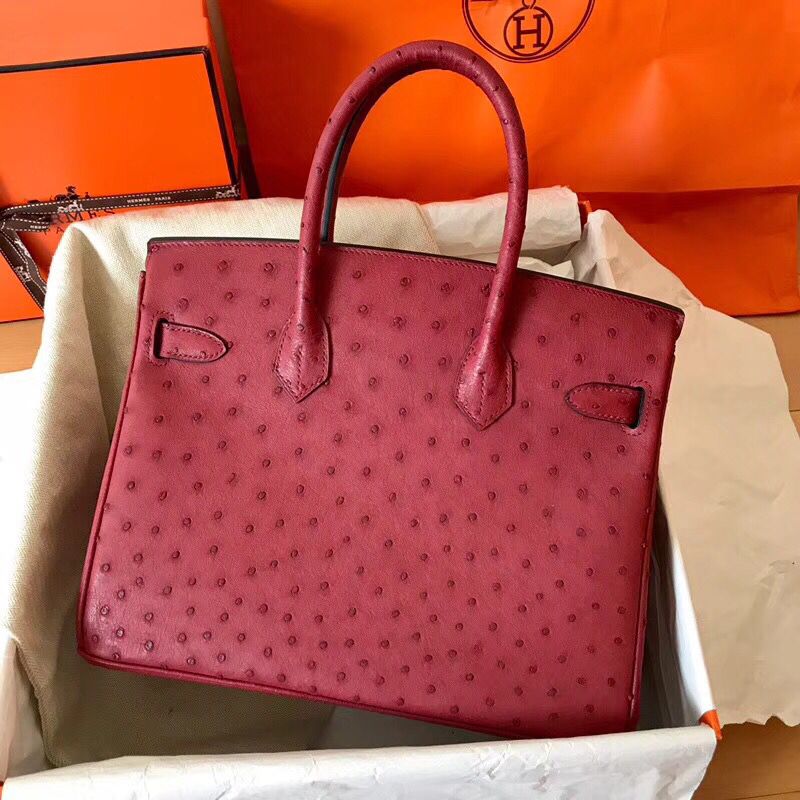 Hermes Birkin 30 Handmade Bag In Ruby Ostrich Skin - Image 4