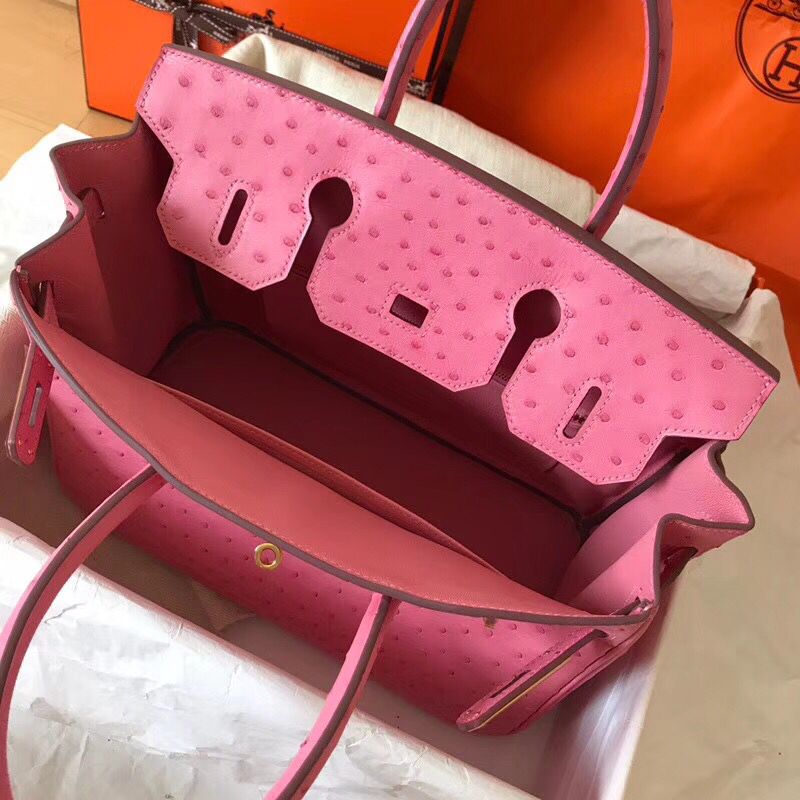 Hermes Birkin 30 Handmade Bag In Pink Ostrich Skin - Image 4