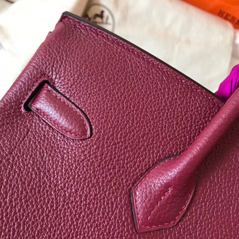 Hermes Birkin 35 Handmade Bag In Bordeaux Clemence Leather - Image 6