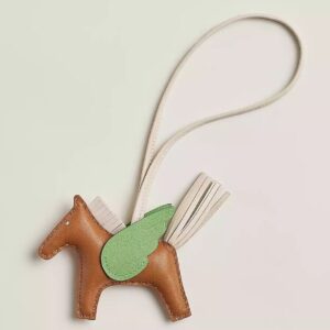 Hermes Rodeo Pegase PM Bag Charm in Gold/Craie/Vert Criquet Lambskin