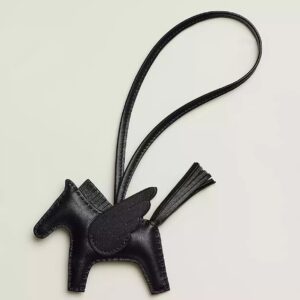 Hermes Rodeo Pegase PM Bag Charm in Black Lambskin