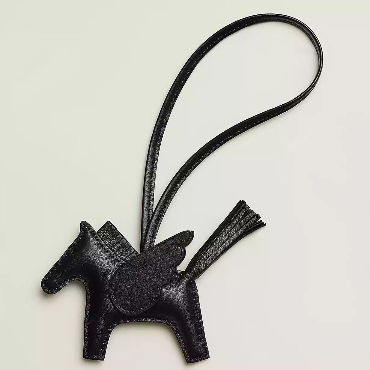 Hermes Rodeo Pegase PM Bag Charm in Black Lambskin