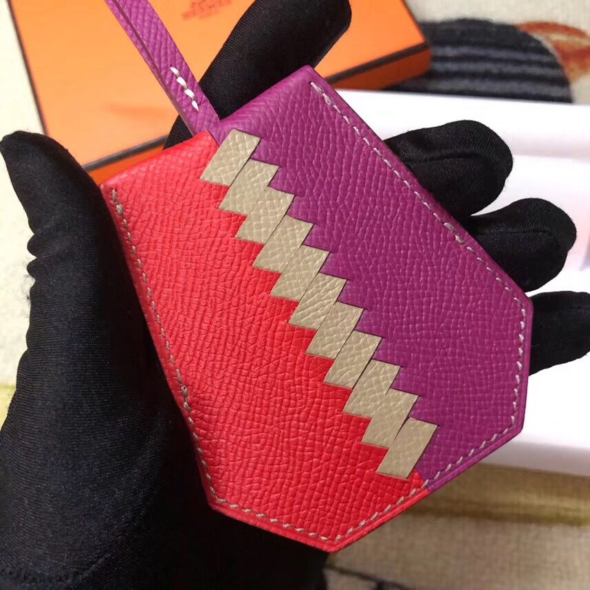 Hermes Clochette Cles Grand Tressage Charm In Red/Purple - Image 3