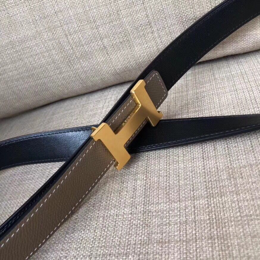 Hermes Mini Constance 24mm Reversible Belt Black/Taupe - Image 7