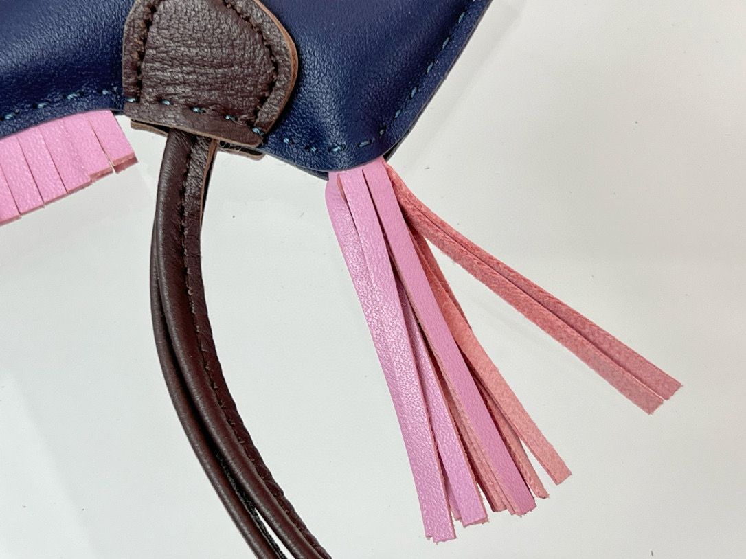 Hermes Rodeo PM Bag Charm in Blue/Chocolate/Pink Lambskin - Image 5
