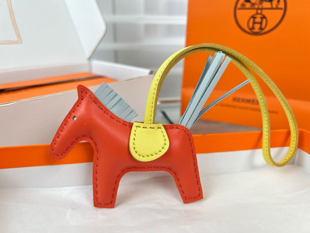 Hermes Rodeo PM Bag Charm in Orange/Blue/Yellow Lambskin - Image 3