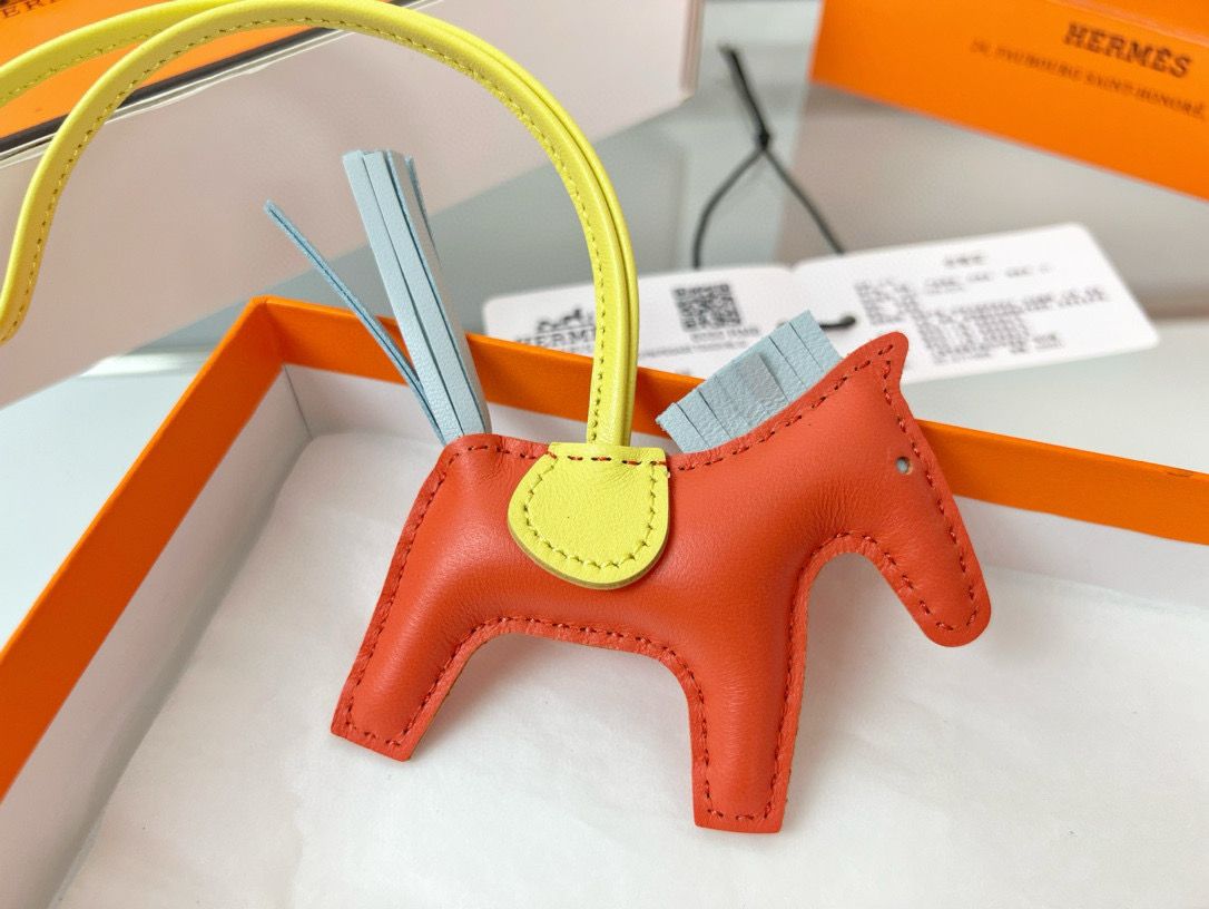 Hermes Rodeo PM Bag Charm in Orange/Blue/Yellow Lambskin - Image 4