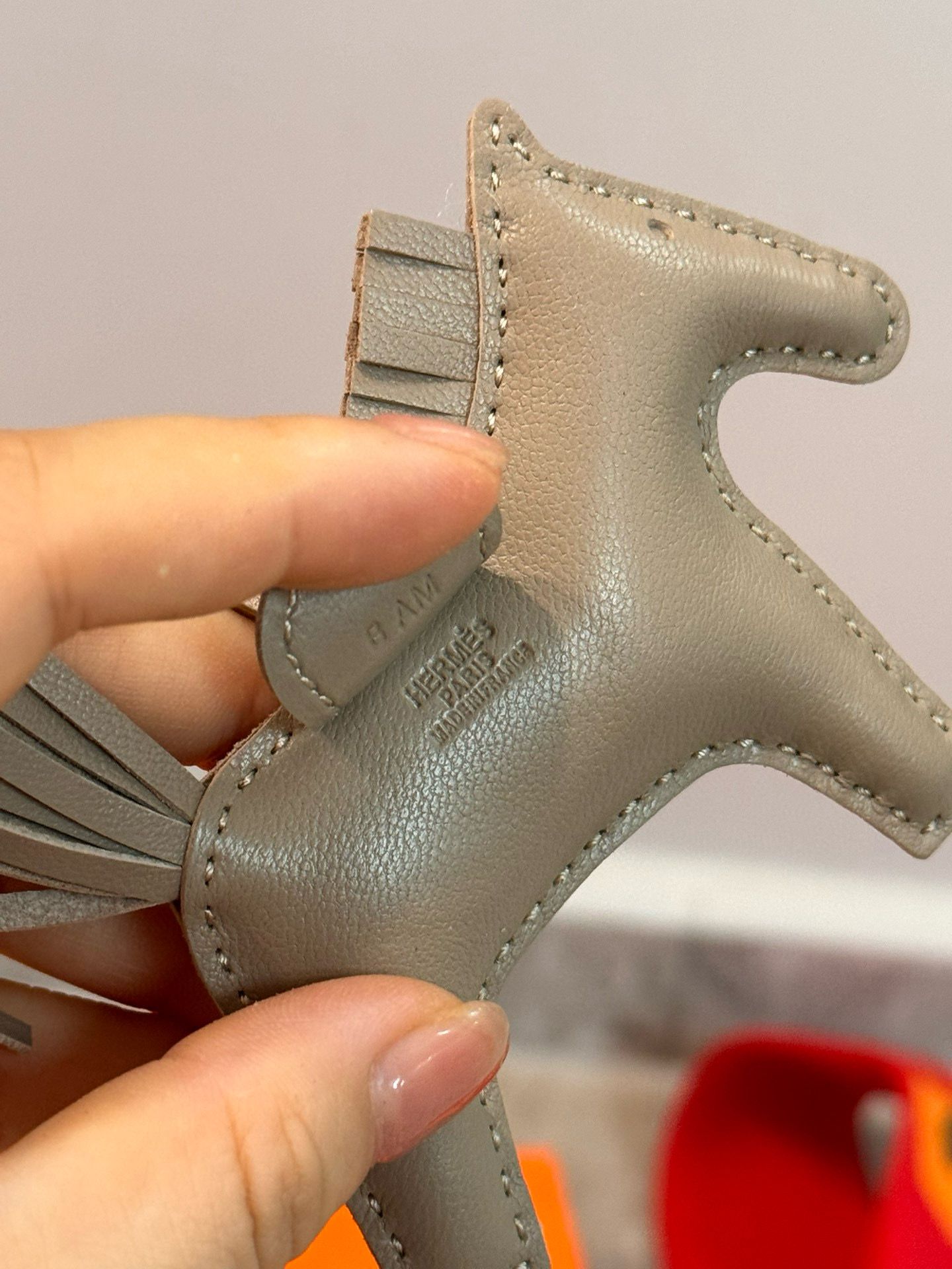 Hermes Rodeo PM Bag Charm in Grey Milton Lambskin - Image 3