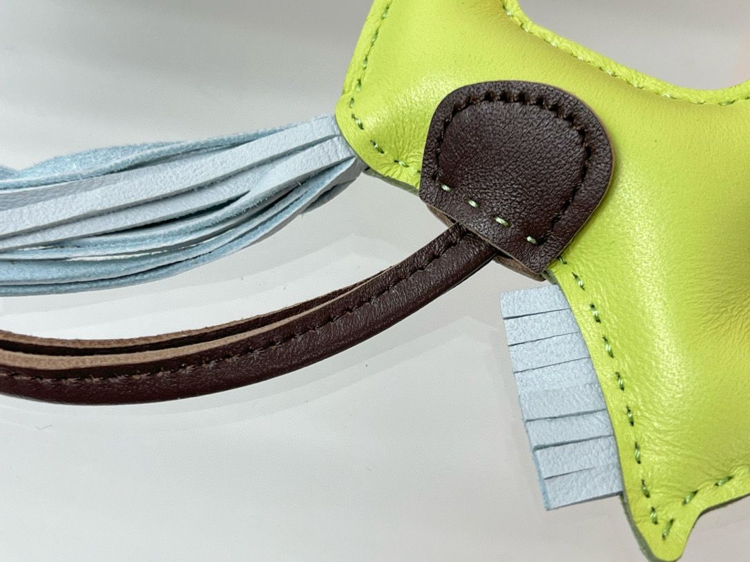 Hermes Rodeo PM Bag Charm in Jaune/Chocolat/Blue Milton Lambskin - Image 5