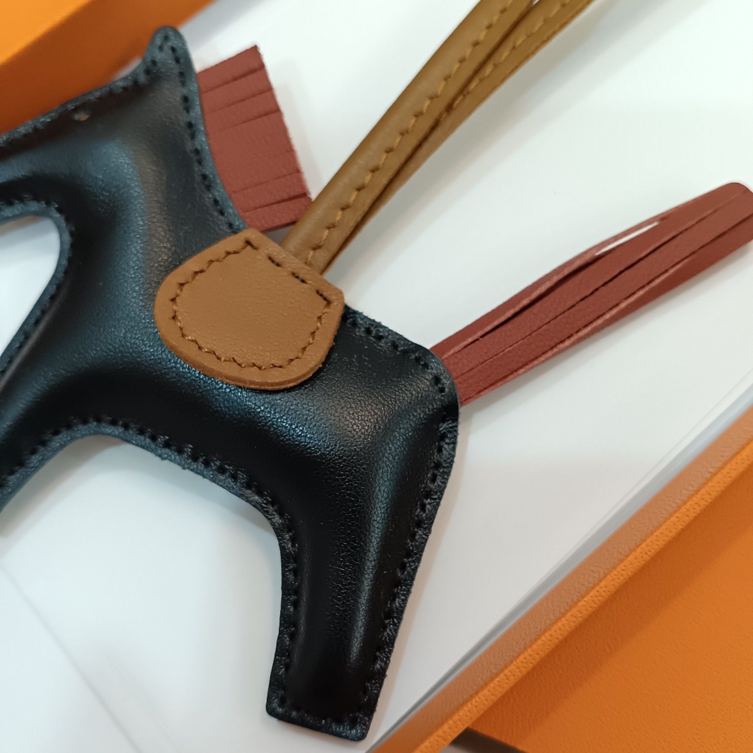 Hermes Rodeo PM Bag Charm in Black/Gold/Sesame Lambskin - Image 5