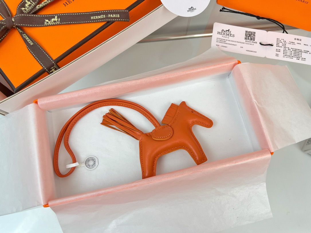 Hermes Rodeo PM Bag Charm in Orange Milo Lambskin - Image 6