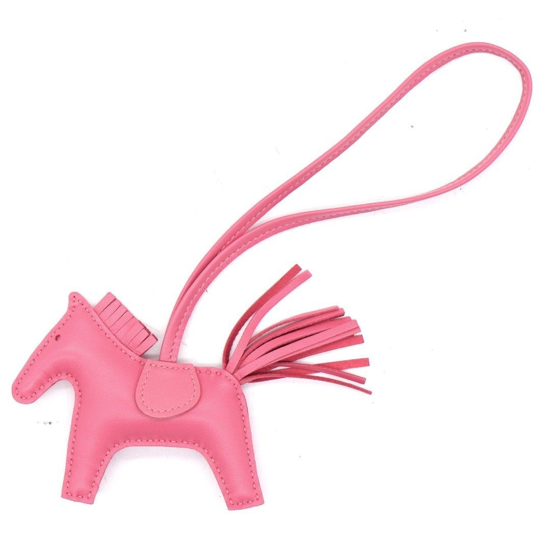 Hermes Rodeo PM Bag Charm in Rose Lipstick Lambskin