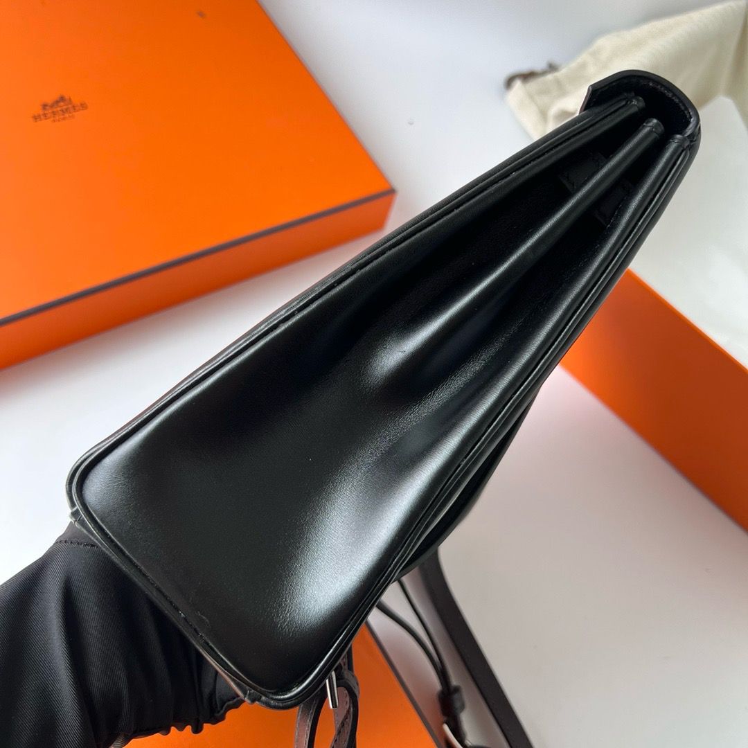 Hermes Kelly Ado Backpack in Black Box Calf Leather - Image 5