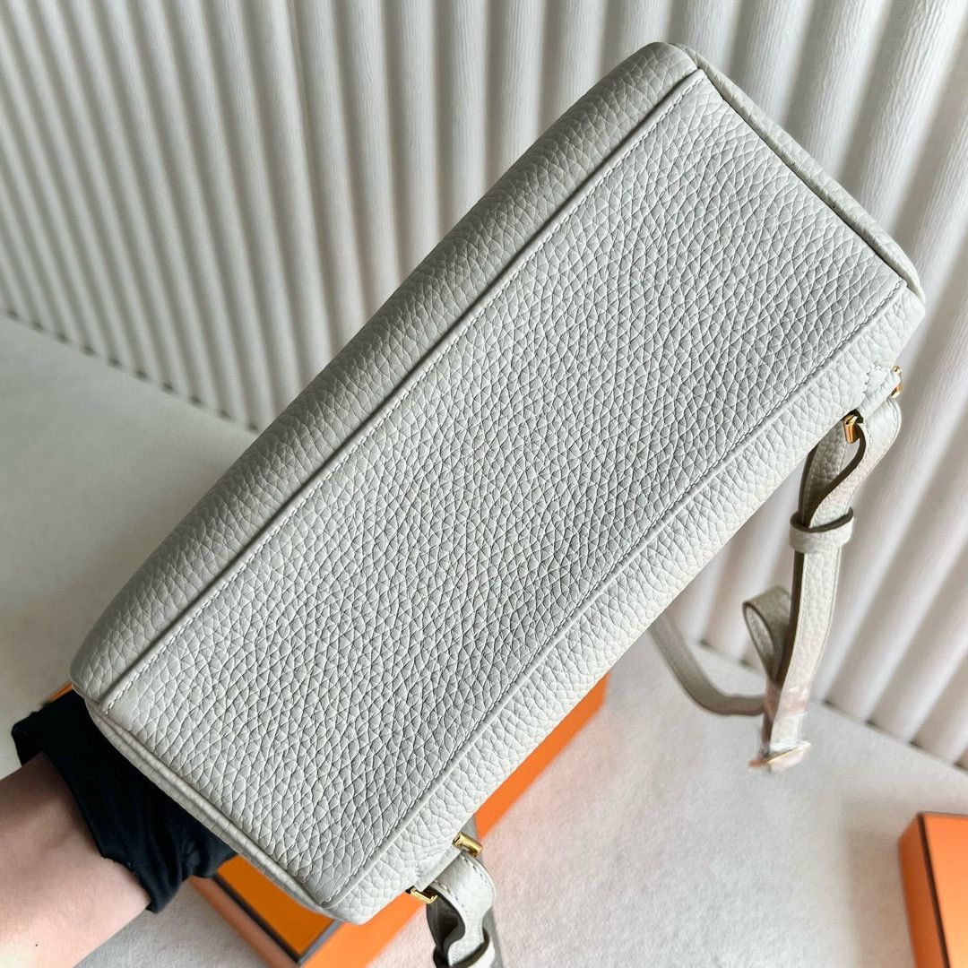 Hermes Kelly Ado Backpack in Craie Clemence Leather - Image 10