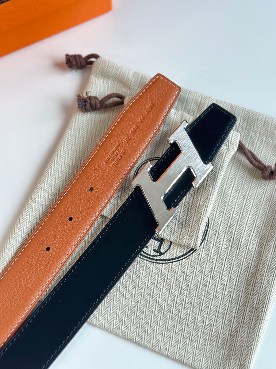 Hermes H Speed Reversible Belt 32MM in Gold Clemence Leather - Image 6