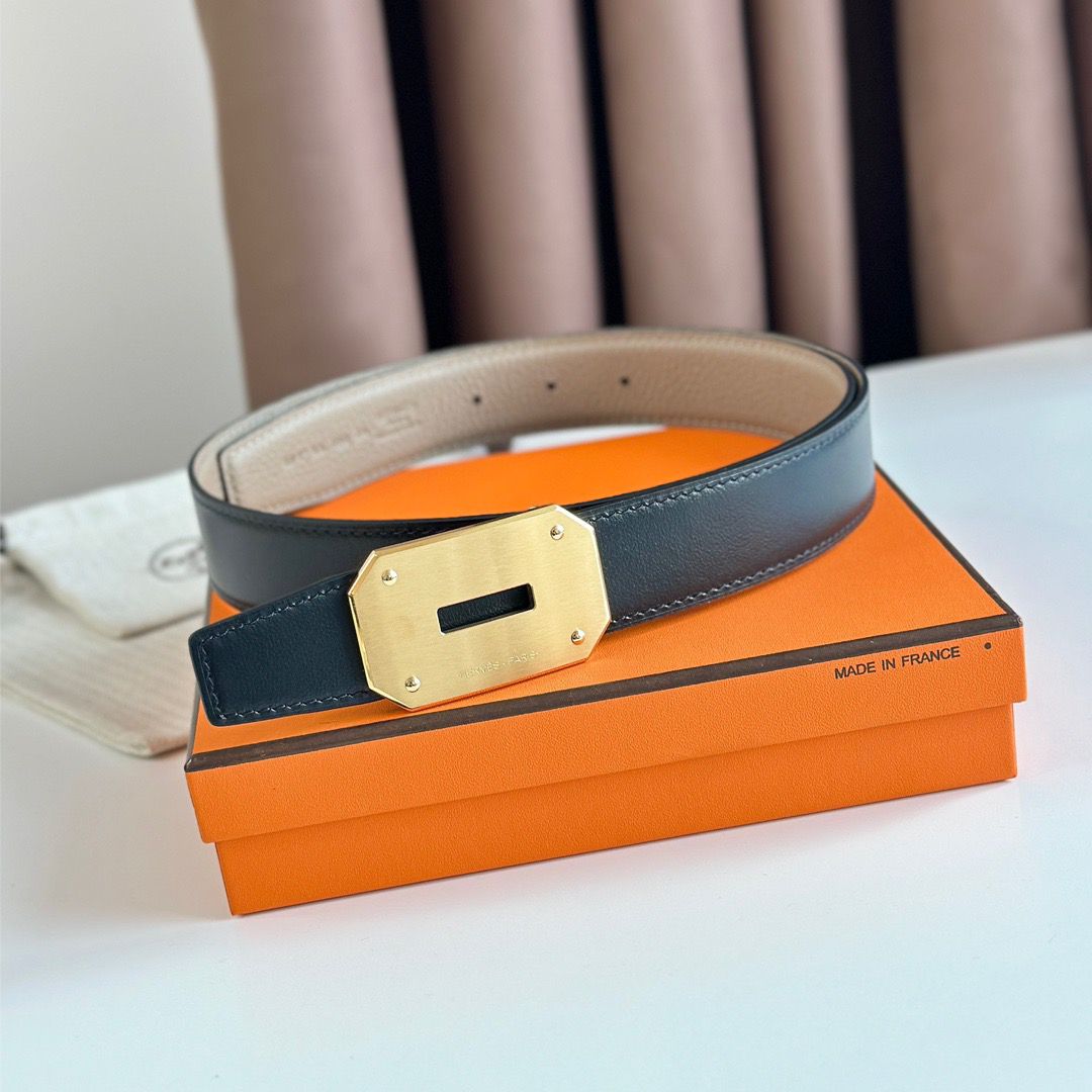 Hermes Neo Reversible Belt 32MM in Trench Clemence Leather - Image 4