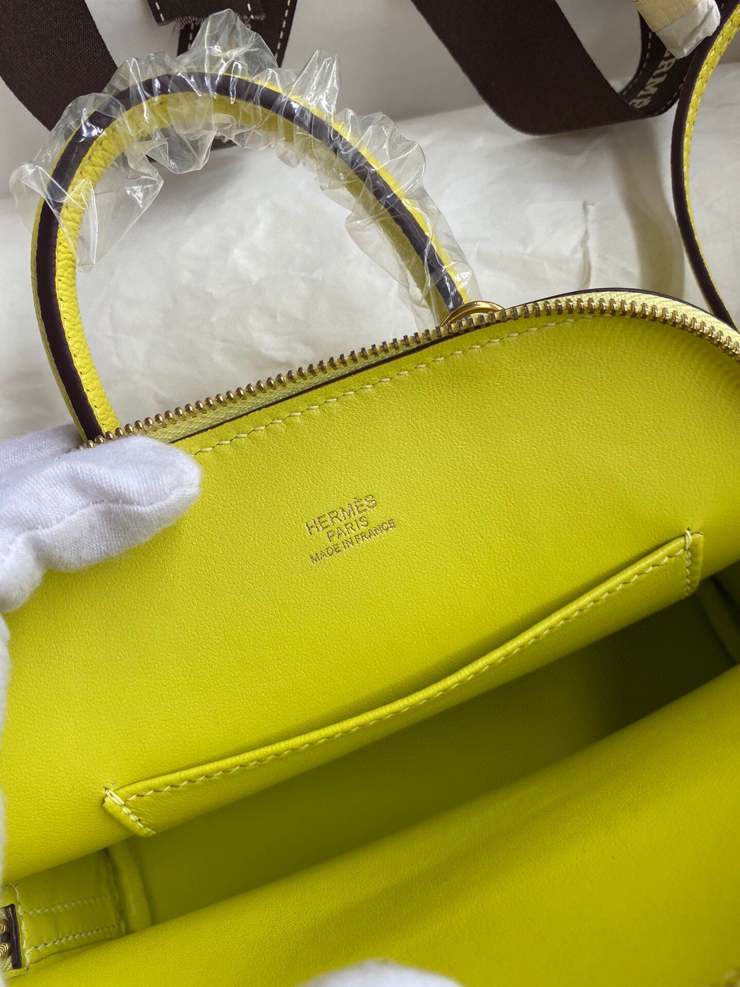 Hermes Bolide 1923 Mini Handmade Bag In Lime Chevre Mysore Leather - Image 7