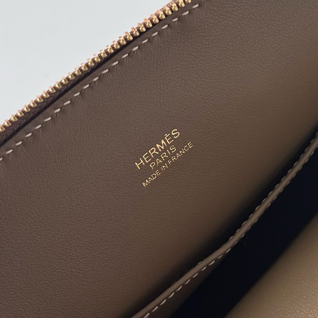 Hermes Bolide 1923 Mini Handmade Bag In Taupe Chevre Mysore Leather - Image 9
