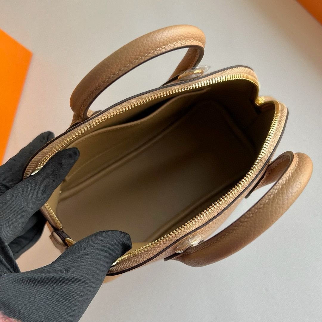 Hermes Bolide 1923 Mini Handmade Bag in Chai Evercolor Calfskin - Image 6