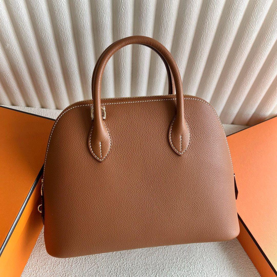 Hermes Bolide 1923 25 Handmade Bag in Gold Evercolor Calfskin - Image 3