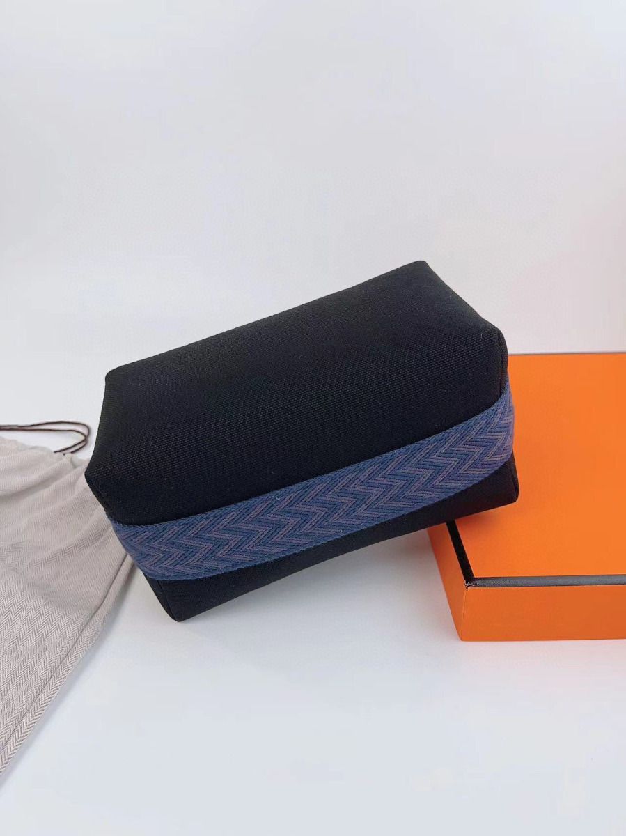 Hermes Bride-a-Brac Large Case in Black Canvas with Zigzag Motifs - Image 4