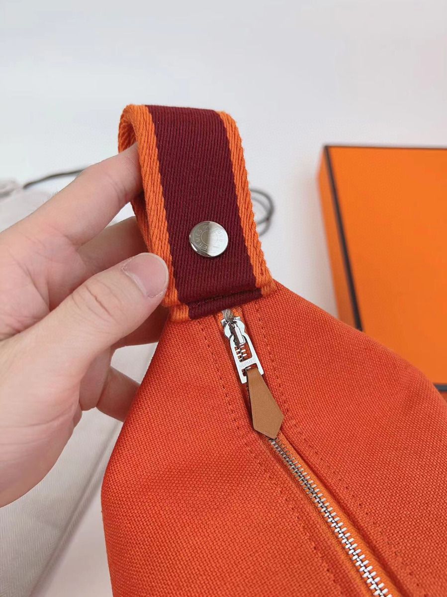 Hermes Bride-a-Brac Large Case in Orange Canvas - Image 7