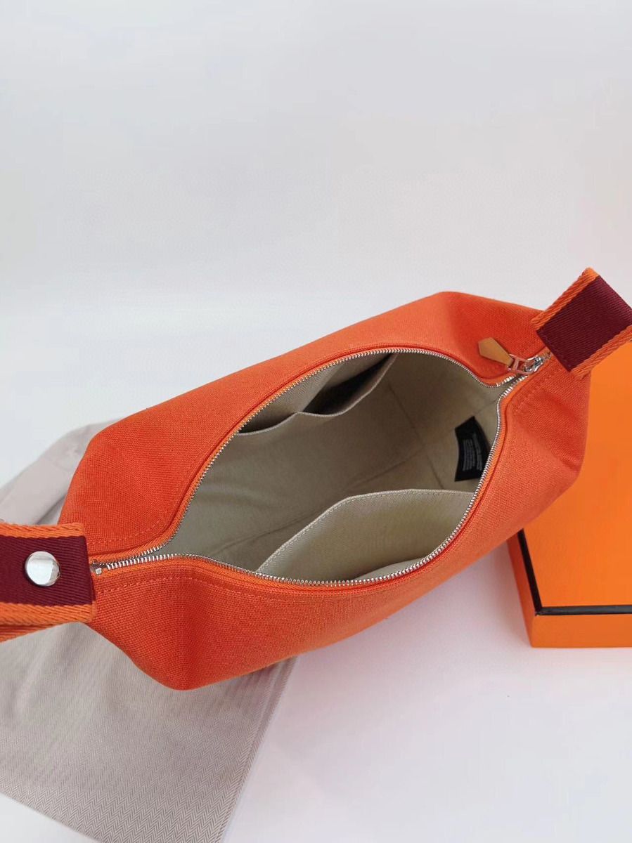 Hermes Bride-a-Brac Large Case in Orange Canvas - Image 8