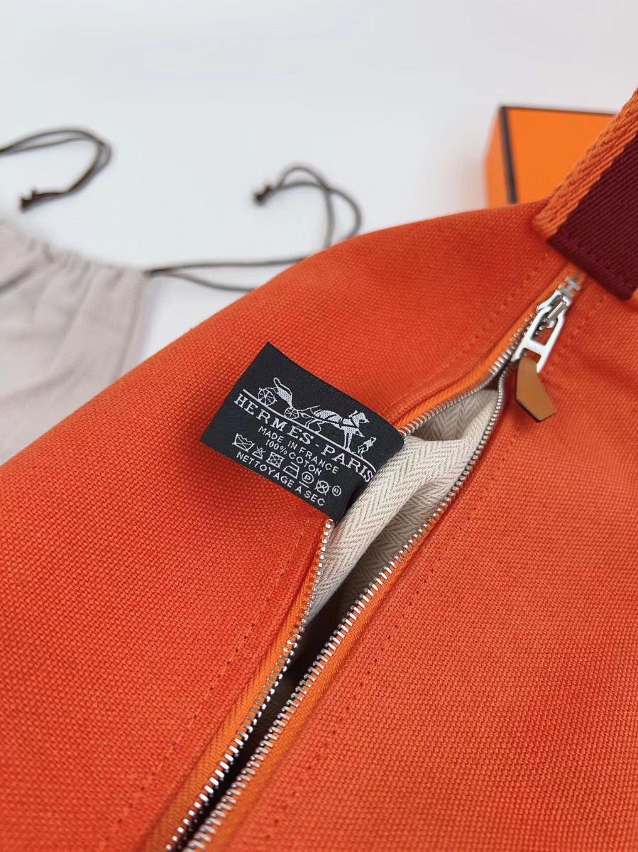 Hermes Bride-a-Brac Large Case in Orange Canvas - Image 10