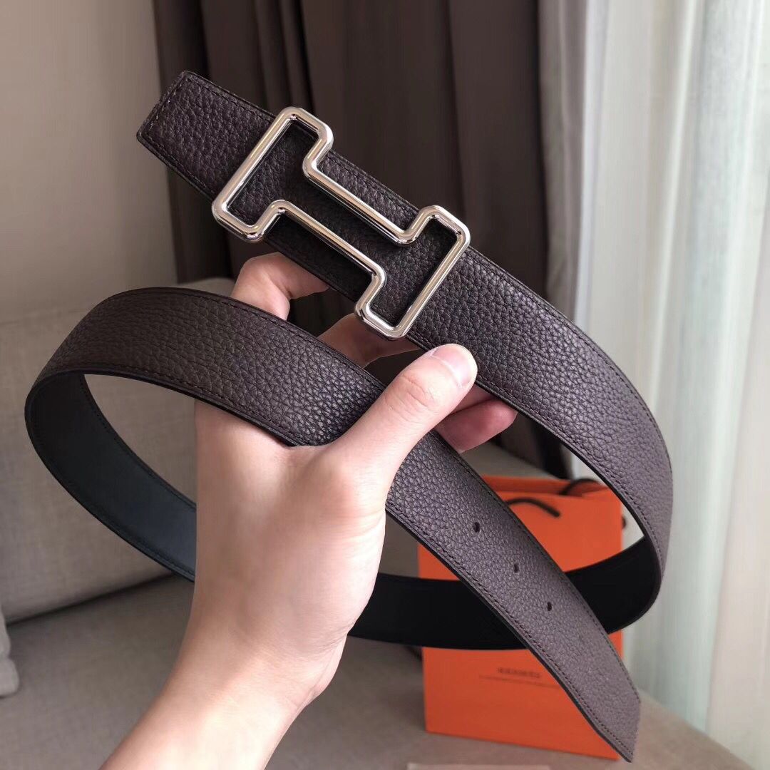 Hermes Tonight 38MM Reversible Belt In Cafe Clemence Leather - Image 3