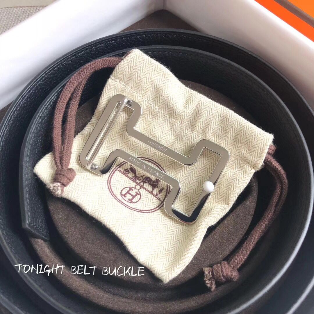 Hermes Tonight 38MM Reversible Belt In Black Clemence Leather - Image 5