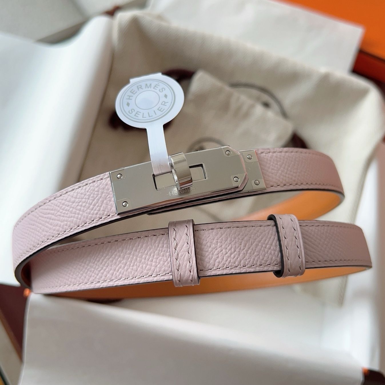 Hermes Kelly 18 Belt in Maupe Pale Epsom Leather - Image 4