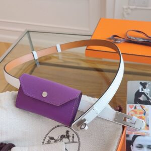 Hermes Kelly Pocket 18 Belt in White and Violet Epsom Calfskin