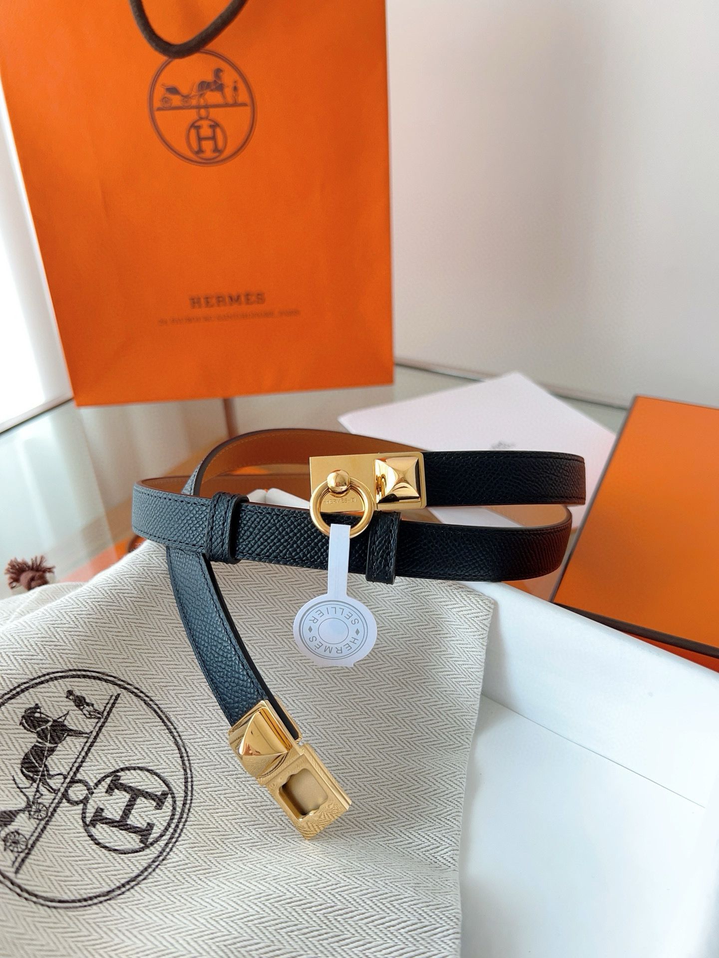 Hermes Rivale 18 Belt in Black Epsom Calfskin - Image 3