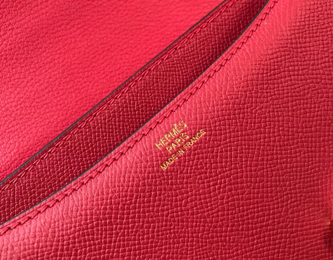Hermes Red Constance MM 24cm Epsom Leather Bag - Image 5