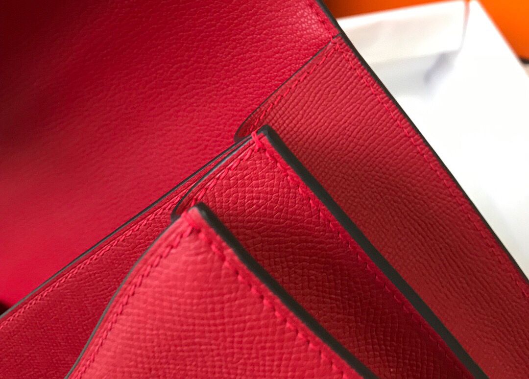 Hermes Red Constance MM 24cm Epsom Leather Bag - Image 6