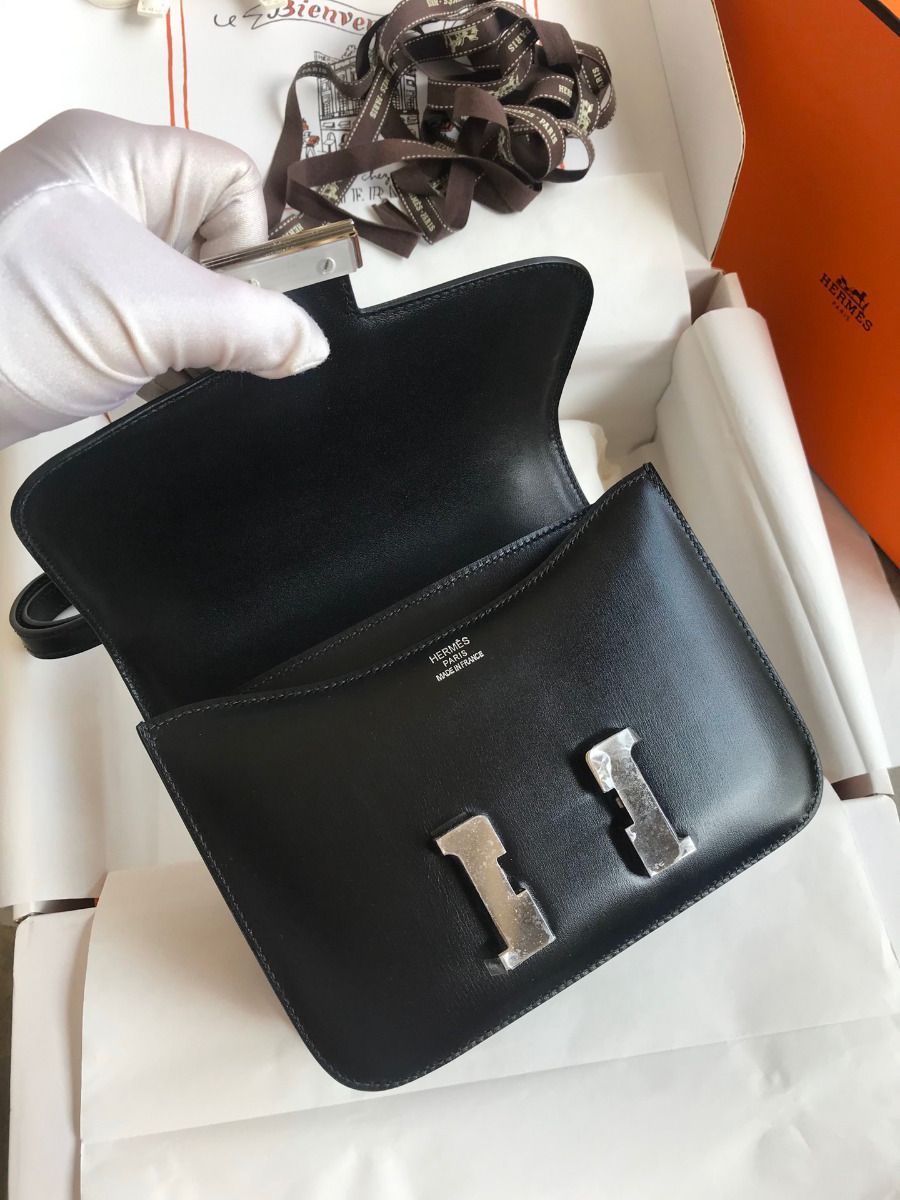Hermes Constance 18 Handmade Bag In Black Box Calf Leather - Image 7